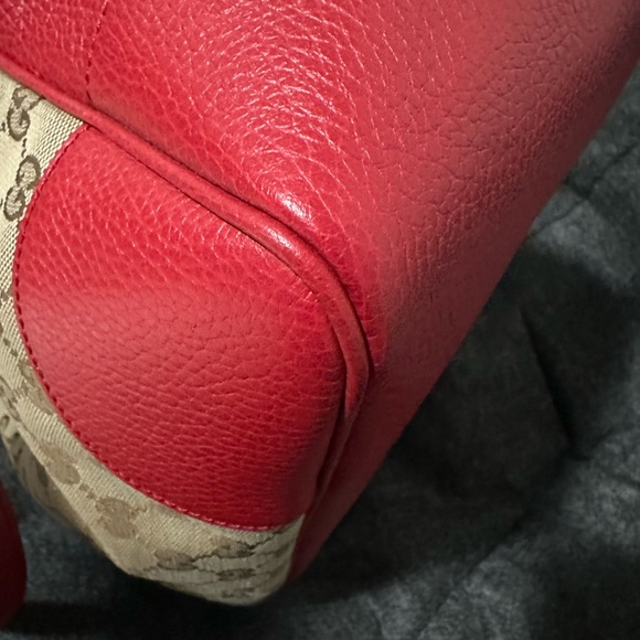 GG Red/Beige Leather Canvass Bree Tote Bag - Picture 9 of 12